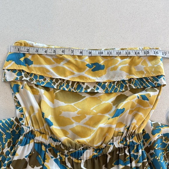 Postella Strapless Summer 100% Silk Dress – Size L, Yellow Multicolor - Picture 8 of 10